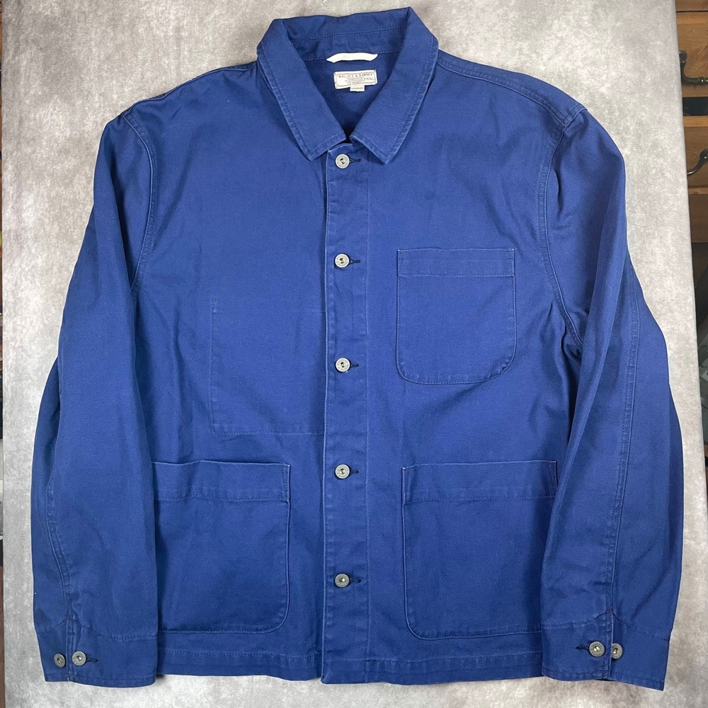 Wallace & Barnes Mens XXL Blue Cotton Canvas Chore Jacket Workwear Coat Indigo
